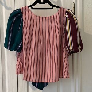 Anthropologie Maeve Taffeta Bow Swing Blouse